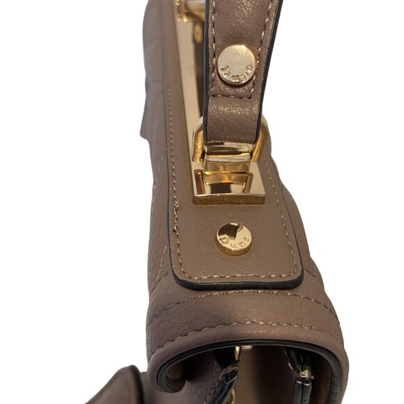 Dune London Taupe Quilted VeganLeather Handbag Chain Attached mini wallet & Gold - Picture 4 of 15